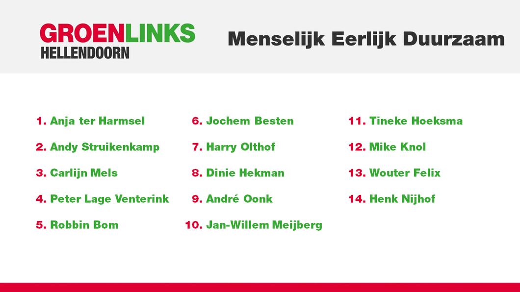 Kandidatenlijst GroenLinks Hellendoorn 2022