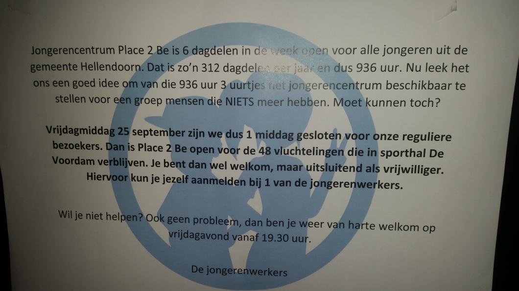 Place2B komt ook in actie voor de jonge vluchtelingen